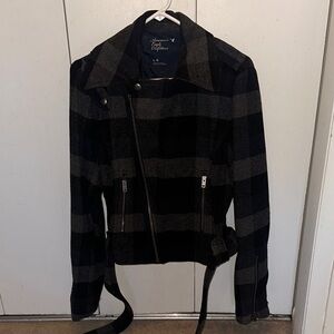 American Eagle Black and Gray Checkered Jacket - size L